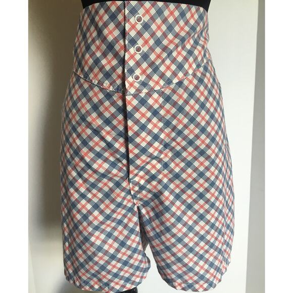Vintage High Waisted Plaid Shorts Red White and Blue L - Picture 7 of 7